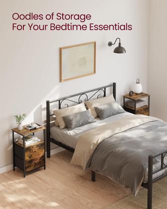 Imagem de Mesa de cabeceira VASAGLE, conjunto de 2 com gavetas de tecido de 61 cm