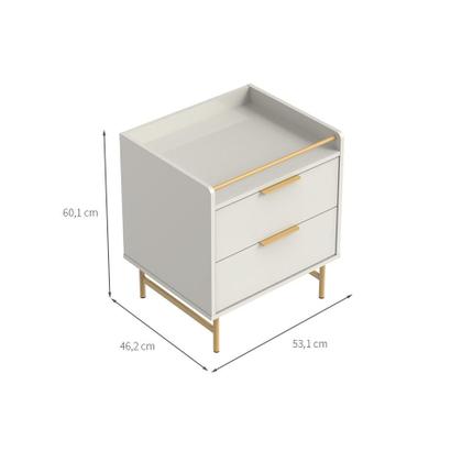 Imagem de Mesa de Cabeceira Yves 2 GV Off White e Dourada