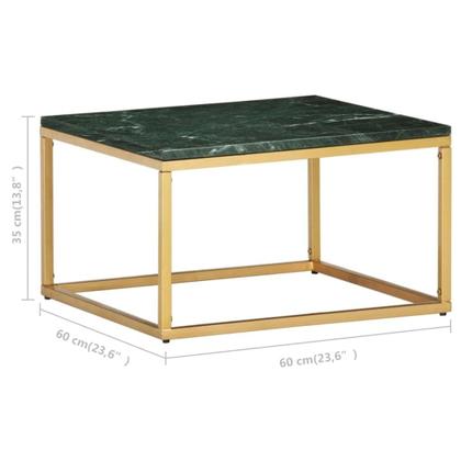 Imagem de Mesa de café VidaXL Green Real Stone com textura de mármore 60x60x35cm
