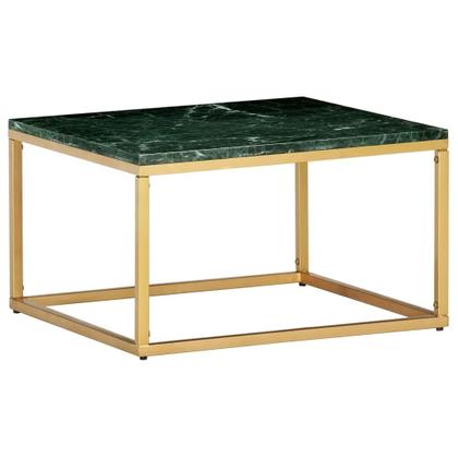 Imagem de Mesa de café VidaXL Green Real Stone com textura de mármore 60x60x35cm