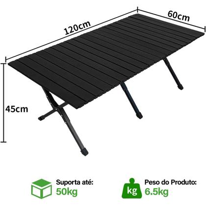 Imagem de Mesa de Camping Pesca Praia Piscina Churrasco Reforçada Dobrável Até 50Kg Portátil Bolsa de Transporte