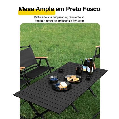 Imagem de Mesa de Camping Pesca Praia Piscina Churrasco Reforçada Dobrável Até 50Kg Portátil Bolsa de Transporte