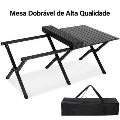 Imagem de Mesa de Camping Pesca Praia Piscina Churrasco Reforçada Dobrável Até 50Kg Portátil Bolsa de Transporte