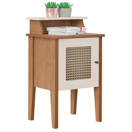 Imagem de Mesa de Canto/Cabeceira Charlotte 1 Porta 100% Mdf Cinamomo/Off White Artely Móveis