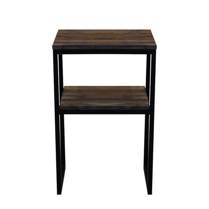 Imagem de Mesa De Canto Cabeceira Criado em Madeira Industrial Metal Preto