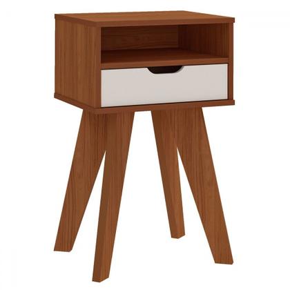 Imagem de Mesa de Canto/Cabeceira Vip com Nicho 1 gaveta Cedro/Off White - Artely