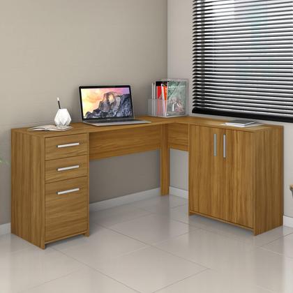Imagem de Mesa de Canto em L Para Escritório com 2 Gavetas e 3 Portas NT2005 Notável Móveis