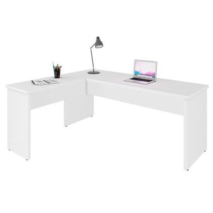 Imagem de Mesa de Canto em L para Escritório Tampo 140cm Branco