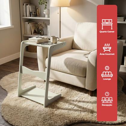 Imagem de Mesa de Canto Itália Suporte Lateral Sofá com Base Clássica Curva Off White