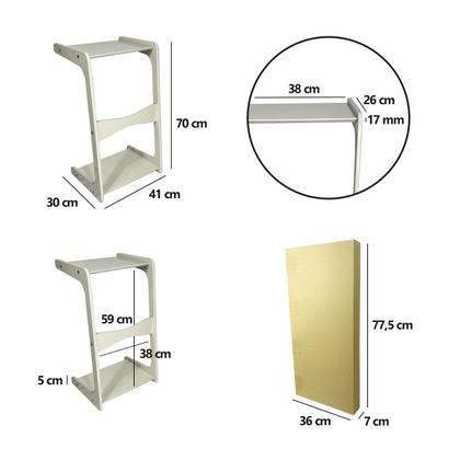 Imagem de Mesa de Canto Itália Suporte Lateral Sofá com Base Clássica Curva Off White