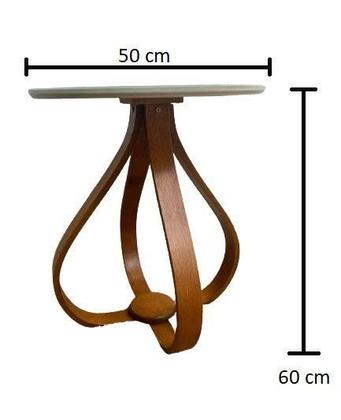 Imagem de Mesa de canto laqueada e com vidro pés cebola - ll móveis - off white