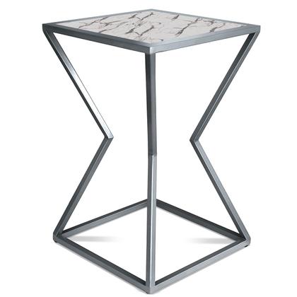 Imagem de Mesa de Canto Lateral Alta Quadrada para Sala Austria - Prata Vulcano