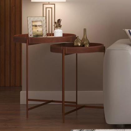 Imagem de Mesa De Canto Lateral Decorativa Industrial Sala de Estar 47 cm Sintético Whisky P06 Daisy - Lyam