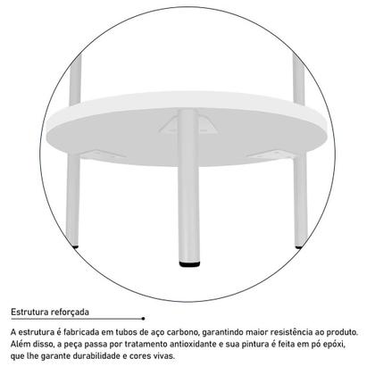 Imagem de Mesa de Canto Lateral Nairóbi Redonda - Branco e Branco