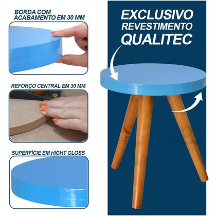 Imagem de Mesa de Canto Lateral Redonda Tripe Pe Palito Mesinha de Centro Base Reforçada