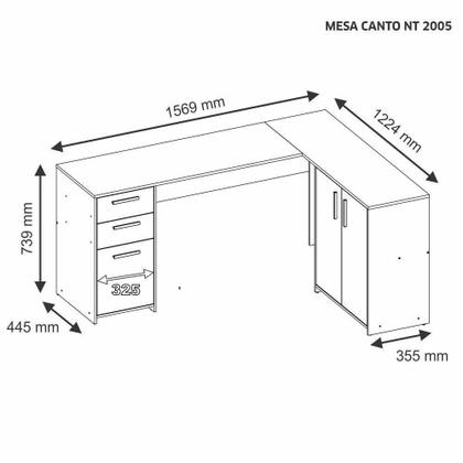 Imagem de Mesa de Canto para Escritório 2 Portas 3 Gavetas NT 2005 Notável