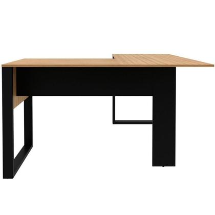 Imagem de Mesa De Canto Para Escritório Em L Mdp Amêndoa/preto