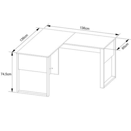 Imagem de Mesa De Canto Para Escritório Em L Mdp Amêndoa/preto