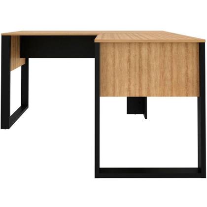 Imagem de Mesa De Canto Para Escritório Em L Mdp Amêndoa/preto