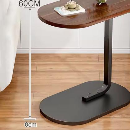 Imagem de Mesa De Canto Para Sofás E Poltronas Com Base Metálica E Tampo Em Madeira Compacta Moderno