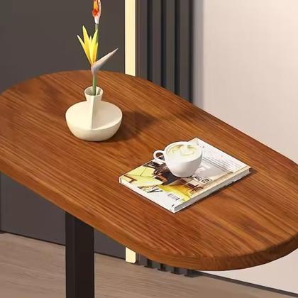 Imagem de Mesa De Canto Para Sofás E Poltronas Com Base Metálica E Tampo Em Madeira Compacta Moderno