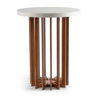 Imagem de Mesa De Canto Redonda Lateral Sofá Ravena 60cm Altura Branco