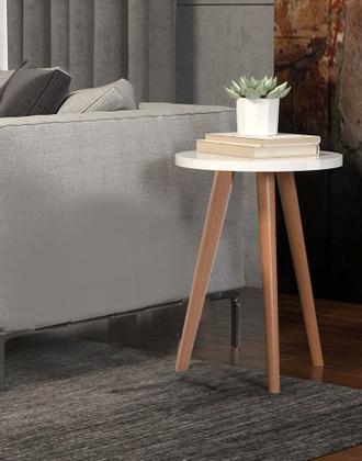 Imagem de Mesa De Canto Redonda Para Quarto De Cabeceira Branca