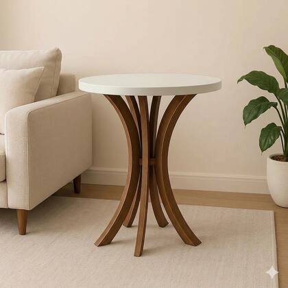 Imagem de Mesa De Canto Sala Lateral Sofá Kit Cálice 60cm altura e 40cm Altura OFF WHITE Em MDF