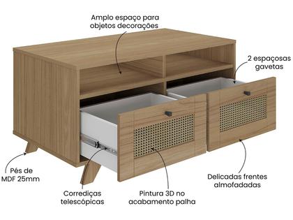Imagem de Mesa de Centro 2 Gavetas Trama Artely