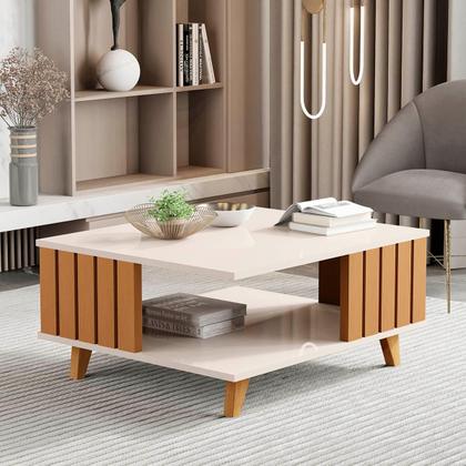 Imagem de Mesa de Centro Açai Sala com Pés de Madeira Maciça