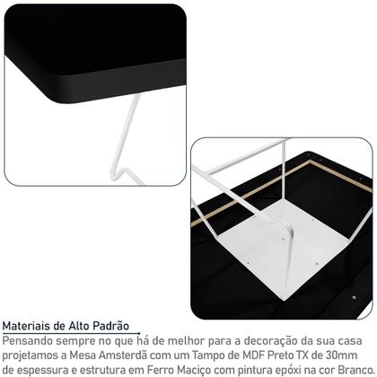 Imagem de Mesa de Centro Amsterdã Retangular em Aço e MDF Clean - Branca e Preta