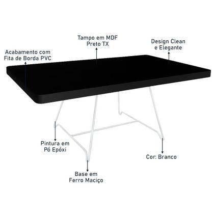 Imagem de Mesa de Centro Amsterdã Retangular em Aço e MDF Clean - Branca e Preta