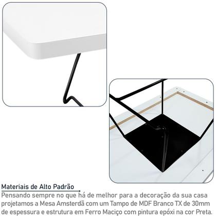 Imagem de Mesa de Centro Amsterdã Retangular em Aço e MDF Clean - Preta e Branco