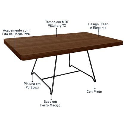 Imagem de Mesa de Centro Amsterdã Retangular em Aço e MDF Clean - Preta e Villandry