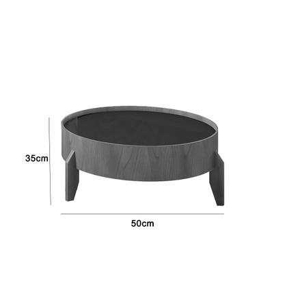 Imagem de Mesa De Centro Anna Redonda Lamina de Madeira Tampo com Vidro 50cm Off White