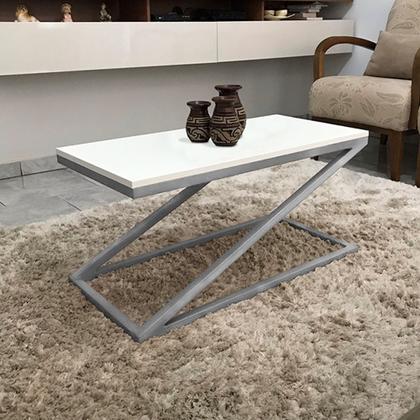 Imagem de Mesa De Centro Astana Retangular Para Sala Decor Madeira MDF Compacta Prata