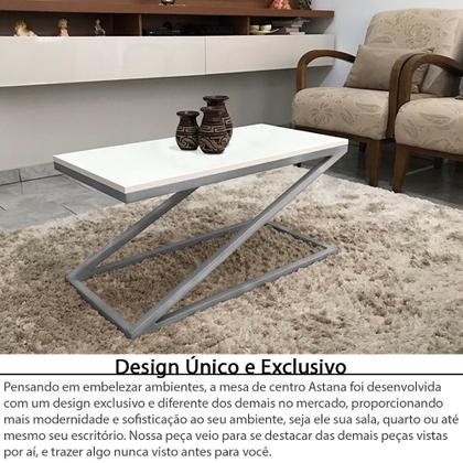 Imagem de Mesa De Centro Astana Retangular Para Sala Decor Madeira MDF Compacta Prata