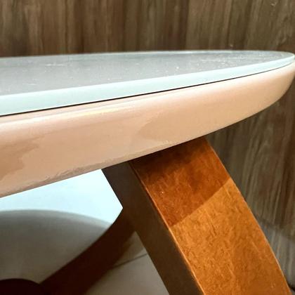 Imagem de Mesa de Centro Bella 70x40 (pé Cebola) Vidro Branco/Mel