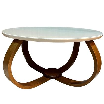 Imagem de Mesa de Centro Bella 70x40 (pé Cebola) Vidro Branco Off-White/Mel