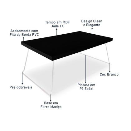Imagem de Mesa de Centro Berlim Retangular em Aço e MDF Clean - Branca e Preta