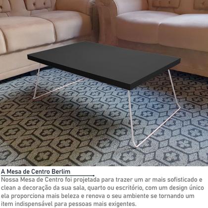 Imagem de Mesa de Centro Berlim Retangular em Aço e MDF Clean - Branca e Preta