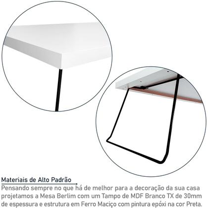 Imagem de Mesa de Centro Berlim Retangular em Aço e MDF Clean - Preta e Branca
