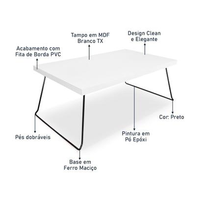 Imagem de Mesa de Centro Berlim Retangular em Aço e MDF Clean - Preta e Branca