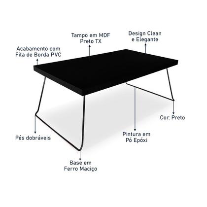 Imagem de Mesa de Centro Berlim Retangular em Aço e MDF Clean - Preta