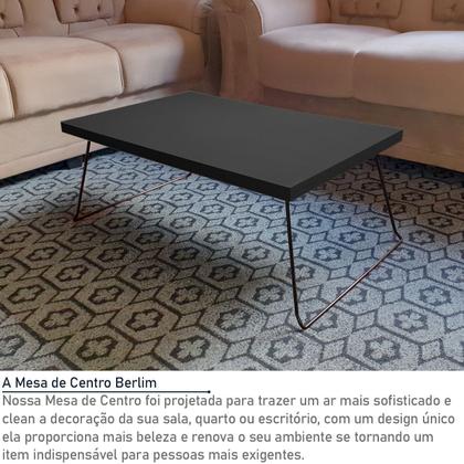 Imagem de Mesa de Centro Berlim Retangular em Aço e MDF Clean - Preta