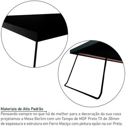 Imagem de Mesa de Centro Berlim Retangular em Aço e MDF Clean - Preta