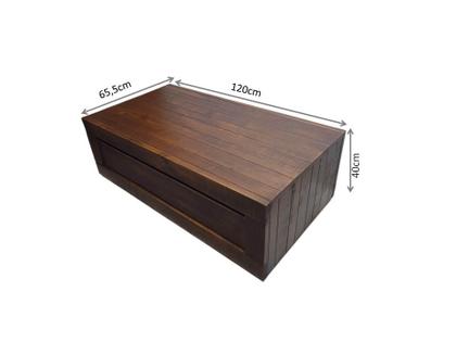 Imagem de Mesa de Centro com Gaveta Passante Madeira Maciça Estilo Rústico -Toronto