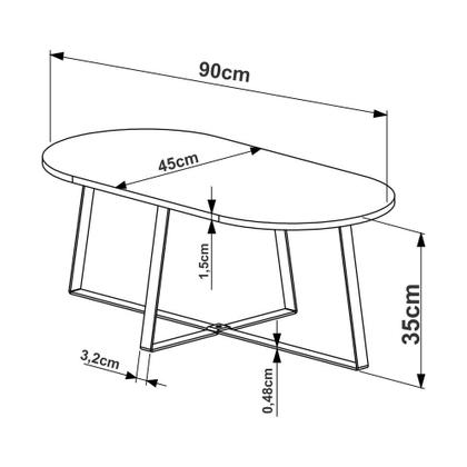 Imagem de Mesa de Centro com pés metálicos 90x45cm Complementos Artesano