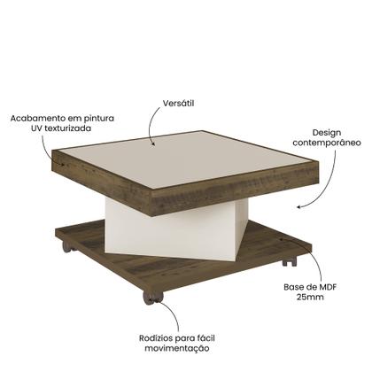 Imagem de Mesa de Centro com Rodízio Quadrada Saara