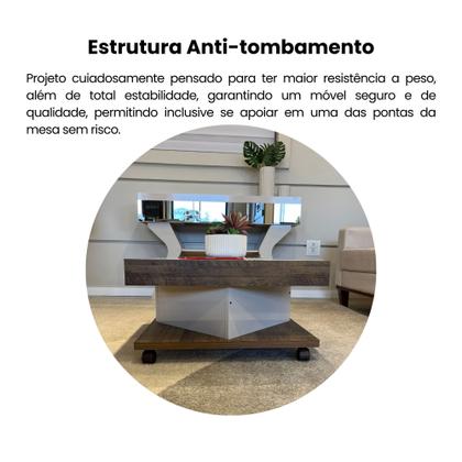 Imagem de Mesa de Centro com Rodízio Quadrada Saara